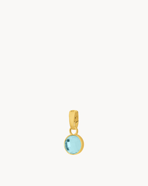 March Birthstone Peace Dainty Signature Pendant, Gold