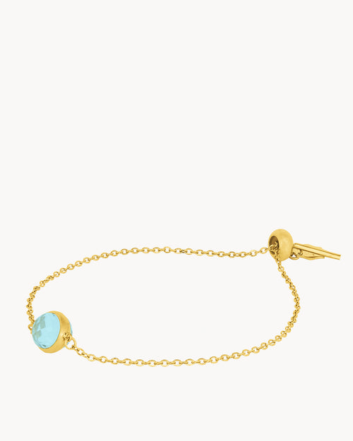 March Birthstone Peace Signature Bracelet, Gold