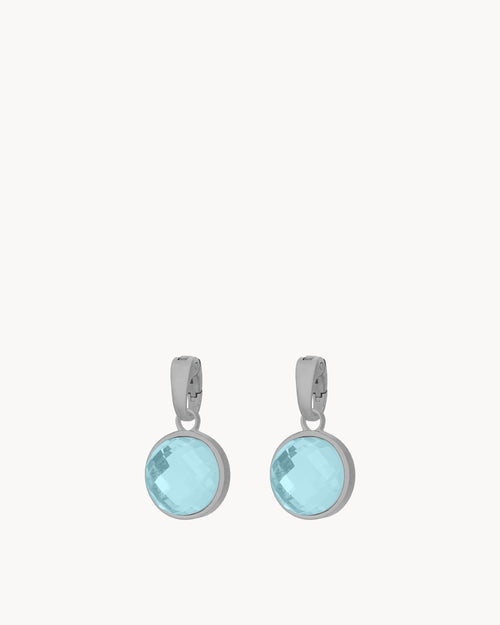 March Peace Birthstone Signature Earring Pendants, Silver