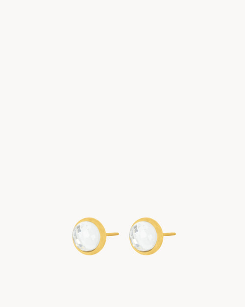 April Birthstone Hope Signature Dainty Stud Earrings, Gold