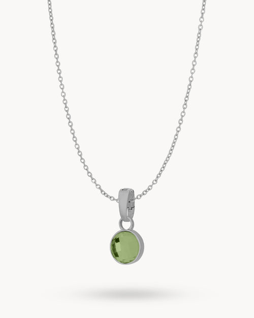 August Beauty Dainty Signature Birthstone Necklace Set, Silver