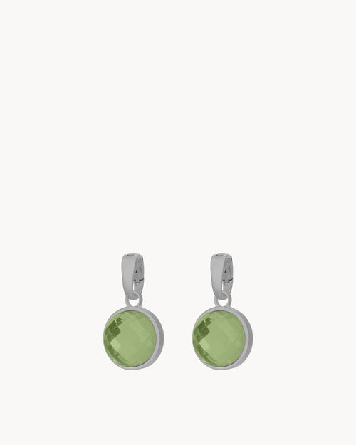 August Beauty Birthstone Signature Earring Pendants, Silver