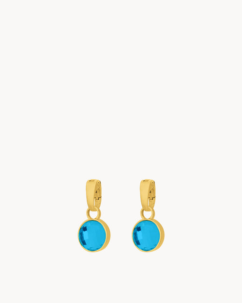 September Birthstone Wisdom Dainty Signature Earring Pendants, Gold