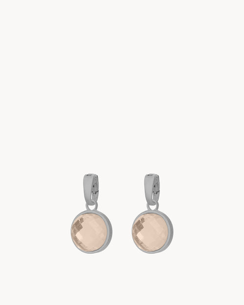 October Love Birthstone Signature Earring Pendants, Silver