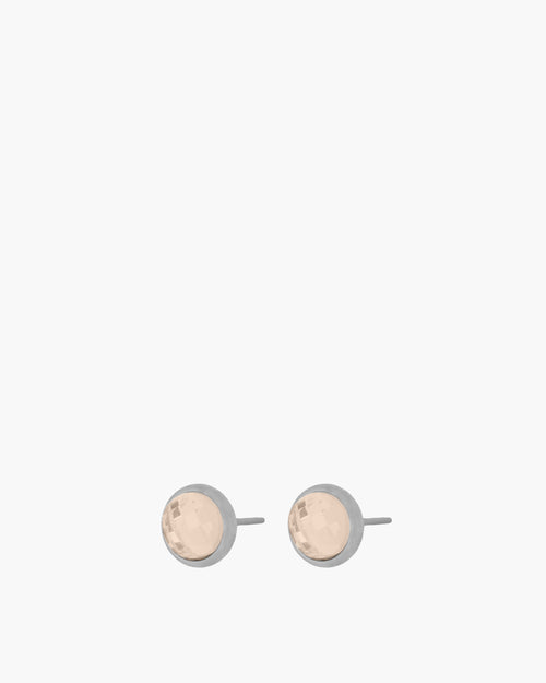 October Birthstone Love Signature Dainty Stud Earrings, Silver
