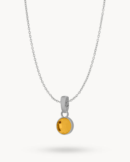 November Happiness Dainty Signature Birthstone Necklace Set, Silver