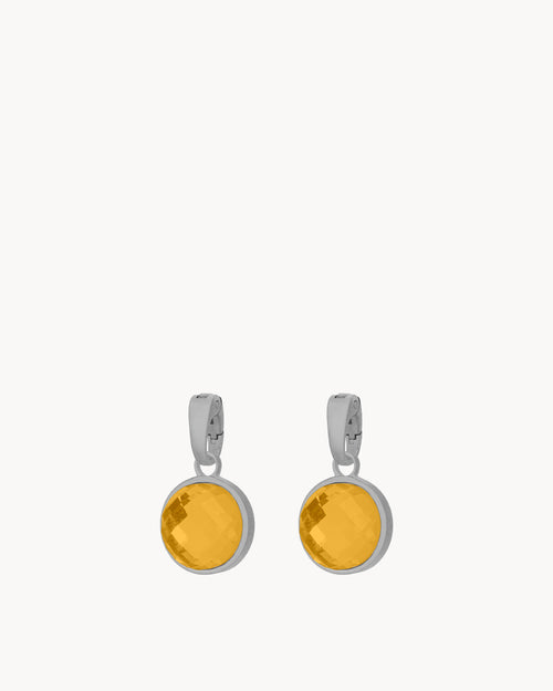 November Happiness  Birthstone Signature Earring Pendants, Silver