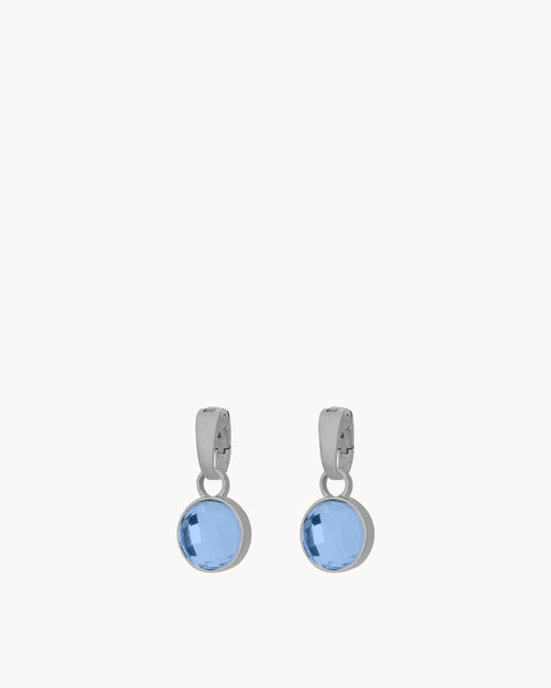 December Birthstone Uniqueness Dainty Signature Earring Pendants, Silver