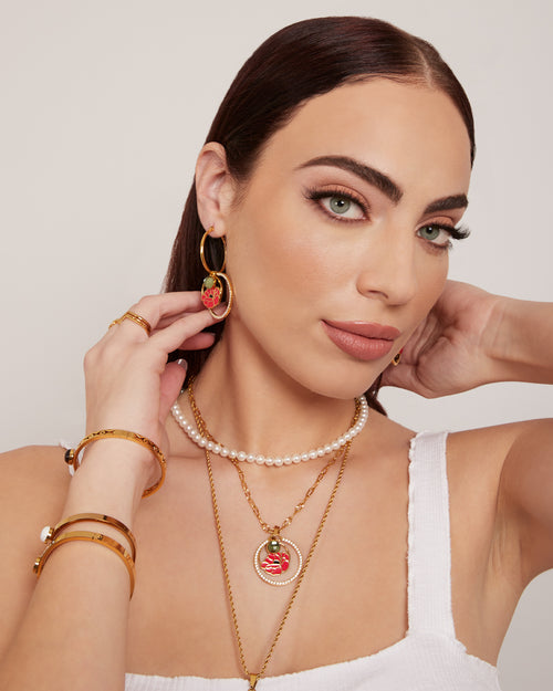 August Birth Flower Halo Birthstone Necklace Set