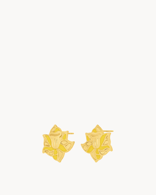 March Birth Flower Studs, Daffodil