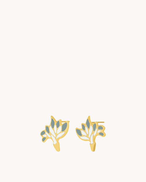 December Birth Flower, Narcissus, Stud Earrings, Gold