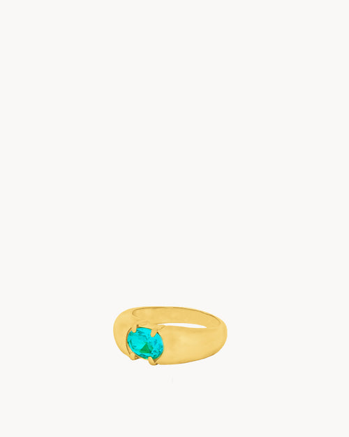 May Birthstone Friendship Signet Ring