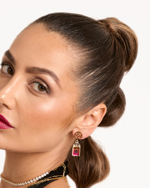 Burgundy Dazzling Mdina Bieb Dangling Earrings