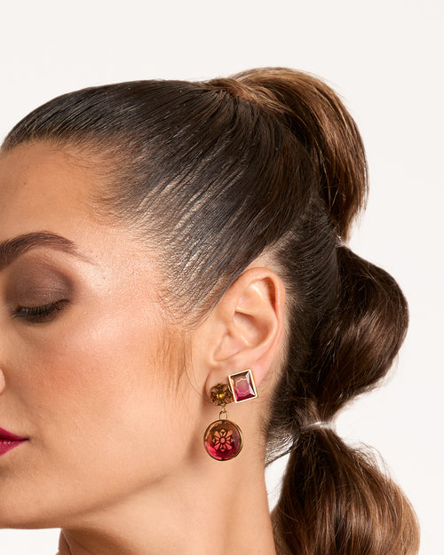 Burgundy Dazzling Valletta Bieb Dangling Earrings
