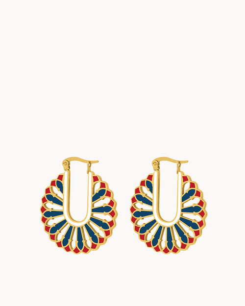 Reversible Blue Lodge Hoop Earrings