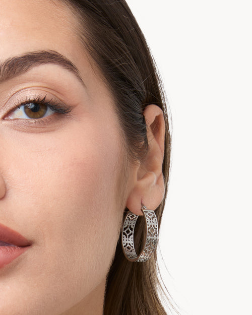 Bizzilla Silver Statement Hoop Earrings