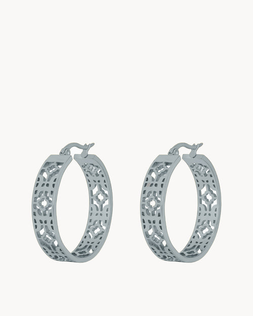 Bizzilla Silver Statement Hoop Earrings