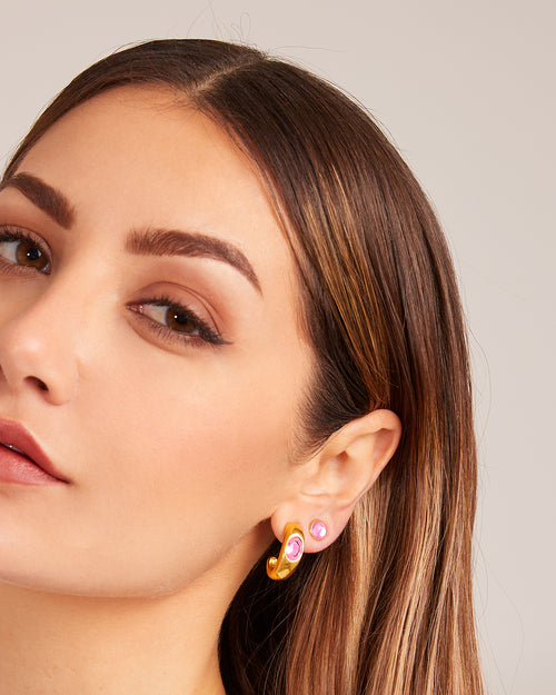 May Birthstone Friendship Hoop Earrings