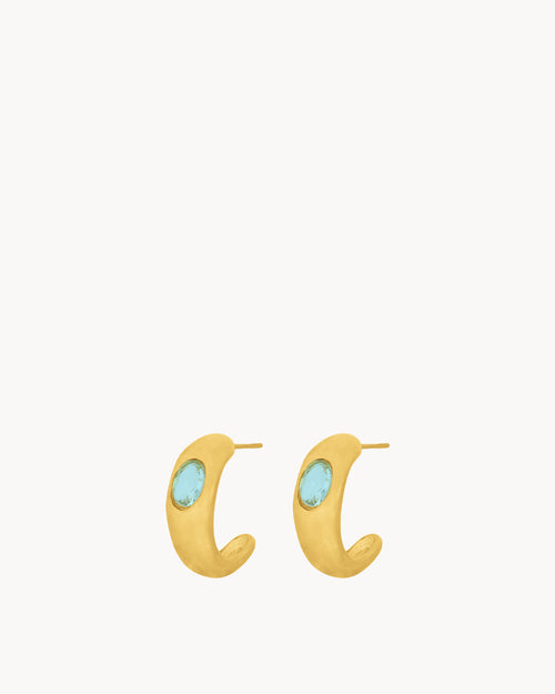March Birthstone Peace Hoop Earrings