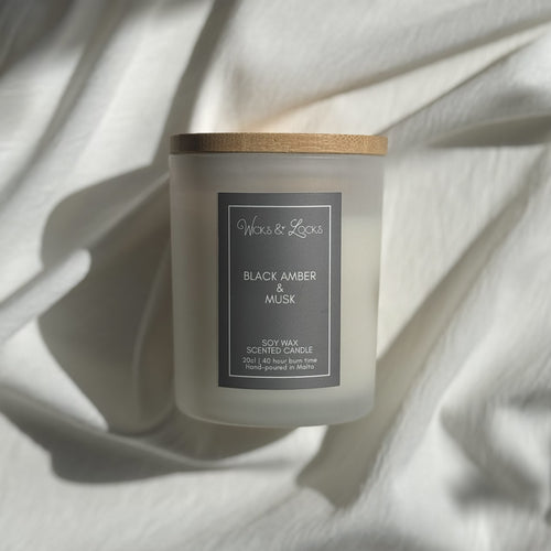 Wicks & Locks Black Amber & Musk - Luxury Scented Candle