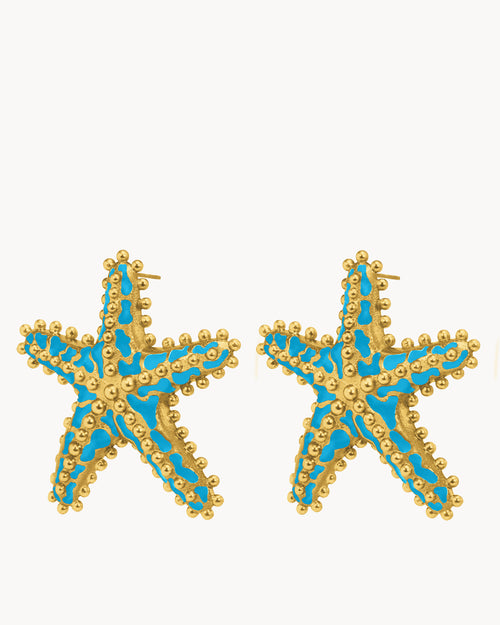 Radiant Blue Statement Starfish Earrings