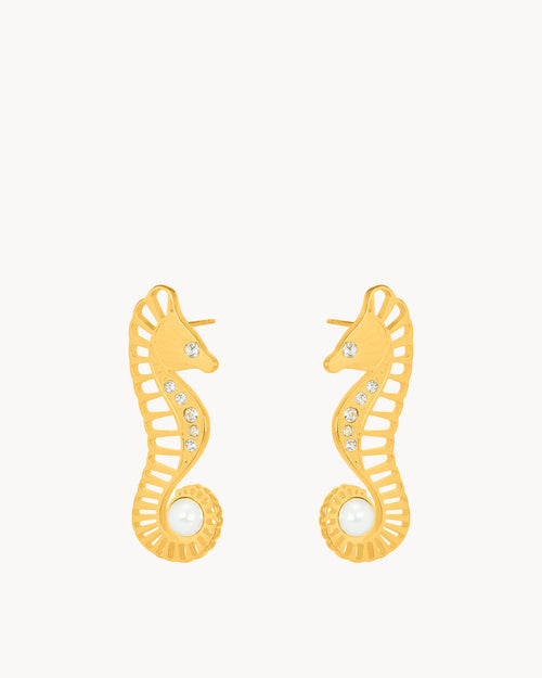 Timeless Pearl Statement Seahorse Earrings