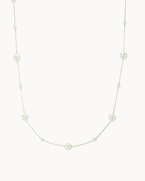 Pearl Tin Cup Silver Choker