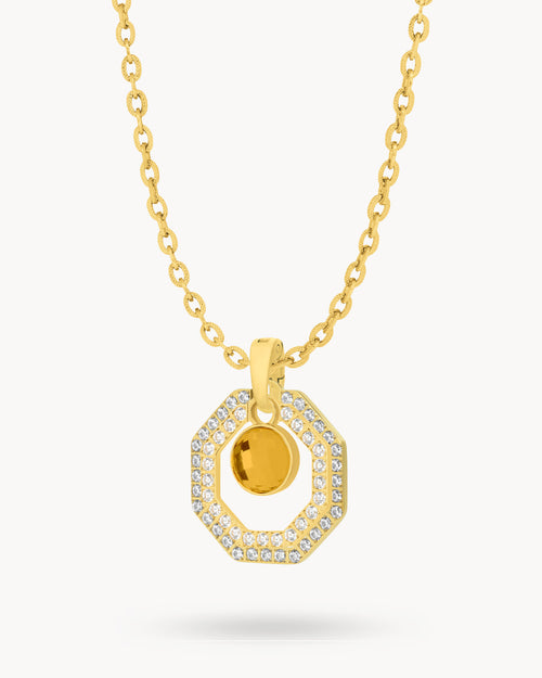 November Birthstone Octagon Ħabbata Statement Starlight Halo Necklace Set