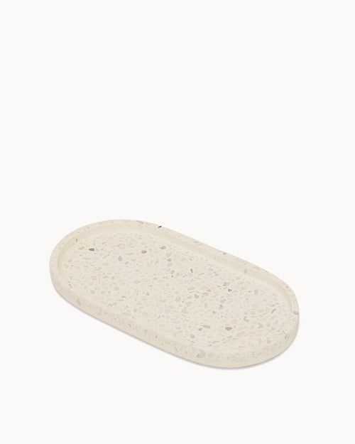 Carrara terrazzo on White Oval Trinket Small