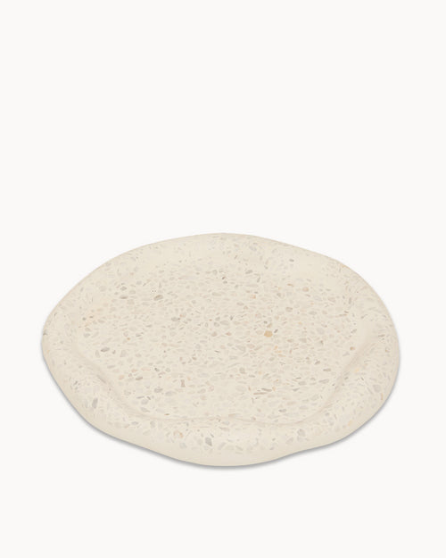 Carrara Terrazzo on White Round Irregular Trinket