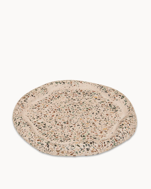 Brown Terrazzo on Cream Round Irregular Trinket
