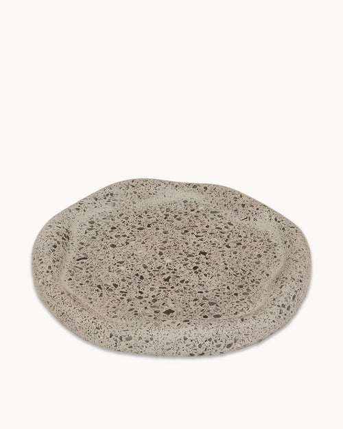 Black Terrazzo on Grey Round Irregular Trinket