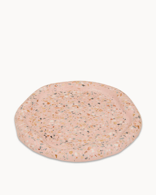 Mixed Terrazzo on Pink Round Irregular Trinket