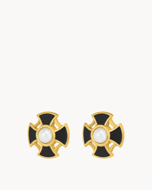 Timeless Maltese Cross Ħabbata Studs, Gold