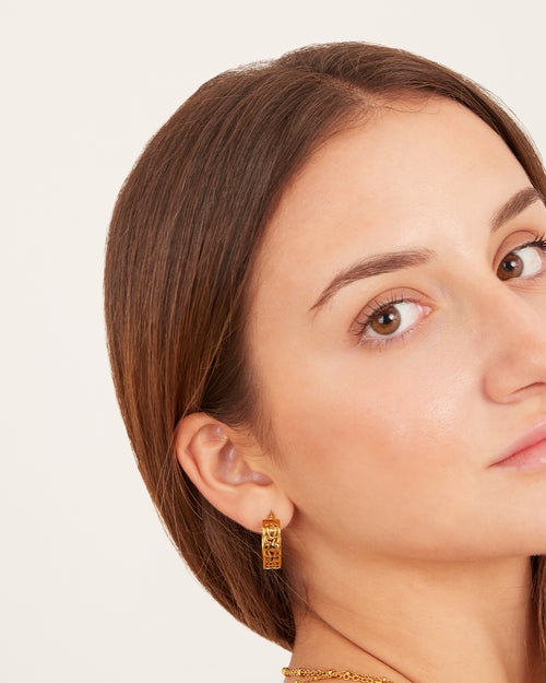 Kavallieri Hollow Maltese Cross Hoop Earrings, Gold
