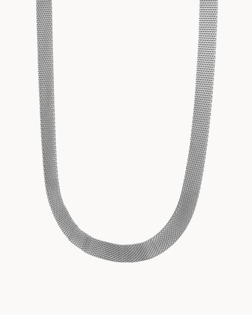 Mesh Ribbon Silver Choker