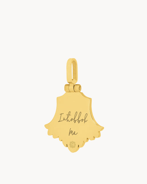 Protection Carnation Engraveable Ma Locket Pendant, Gold