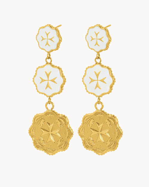 White Two Mils Munita Dangling Earrings