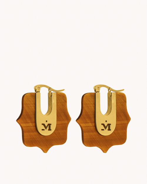 Bizzilla Resiliance Tiger Eye Hoop Earrings