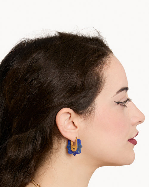 Bizzilla Courage Lapis Lazuli Hoop Earrings