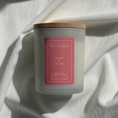 Wicks & Locks Peony & Lychee - Luxury Scented Candle