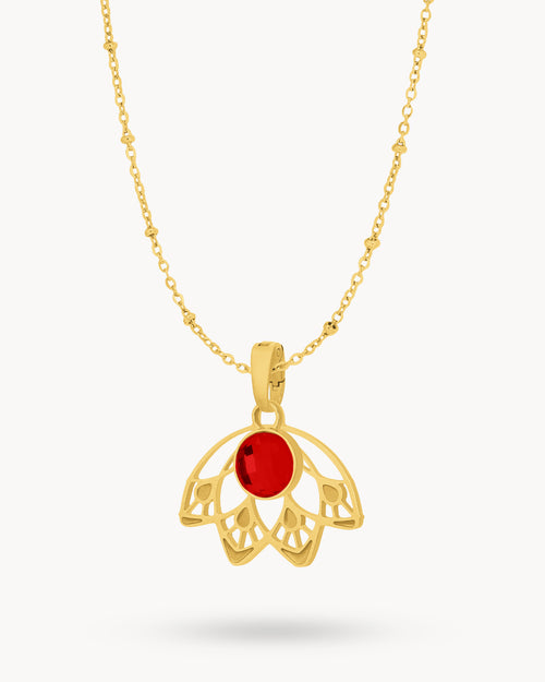 January Feather Fan Birthstone Necklace Set