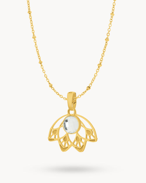 April Feather Fan Birthstone Necklace Set