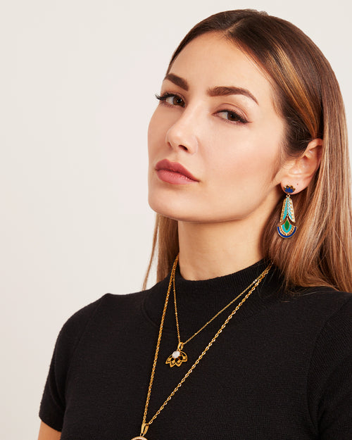 January Feather Fan Birthstone Necklace Set