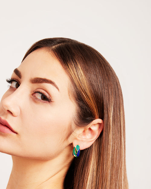 Peacock Feathers Cocoon Stud Earrings