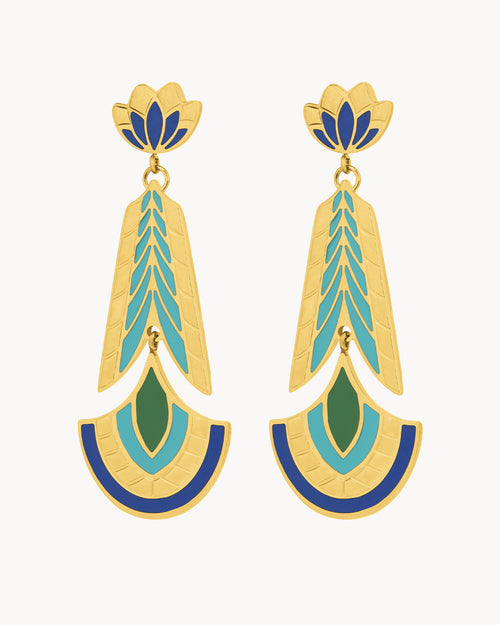 Peacock Feather Statement Earrings