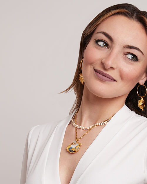 June Mermaid Shimmer Birthstone Necklace Set, Gold