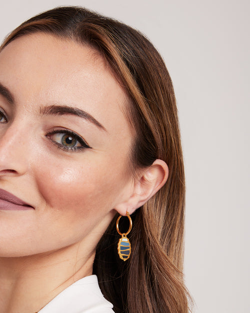 Blue Grotto Pendant, Gold Earring Pendants