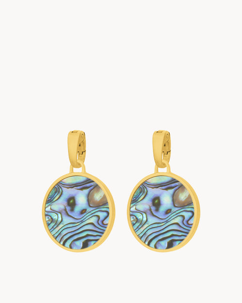 Dainty Fearlessness Abalone Statement Pendant, Gold Earring Pendants