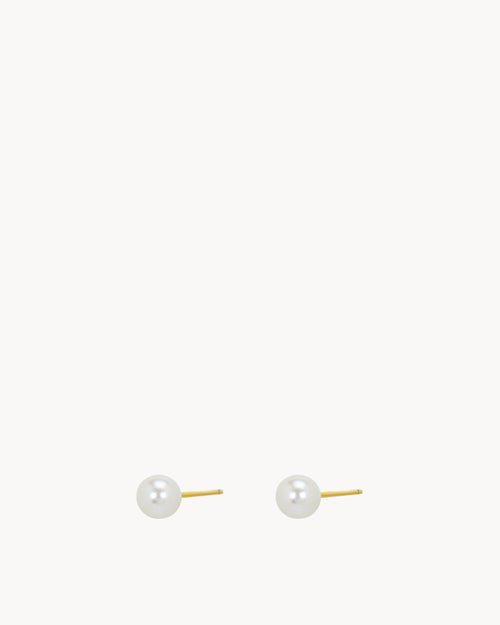 Timeless Pearl Stud Earrings, Gold